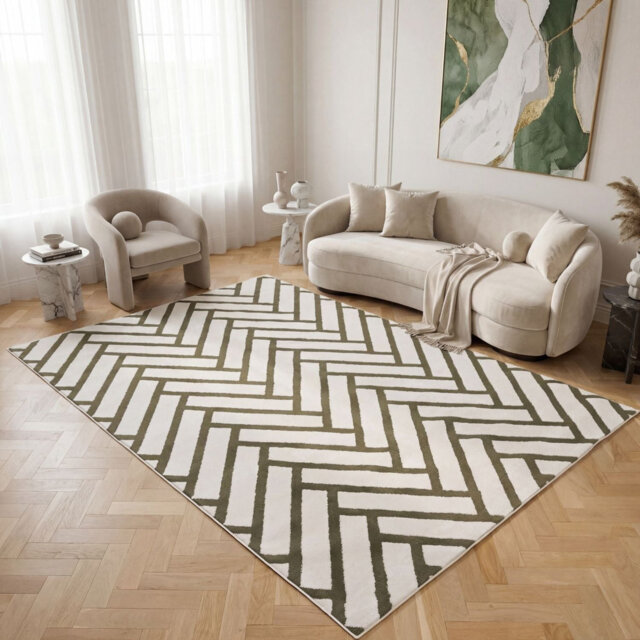Loft Modern Chevron Living Room Area Rug and Runner Soft Pile