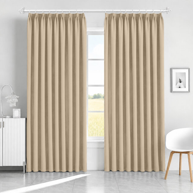 Blackout Pencil Pleat Curtains - Thermal Insulated, Light Blocking Window Drapes
