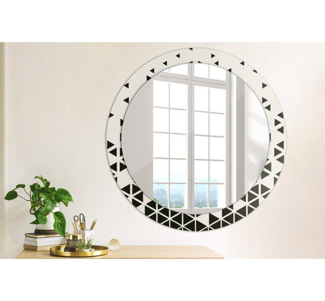 Huldar Round Glass Framed Wall Mounted Accent Mirror in White/Black