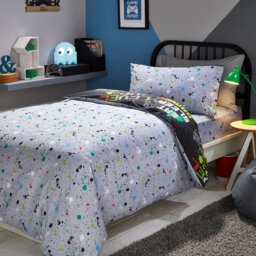 Game Glow Cotton Blend Block Print Duvet Cover Set with Pillowcases Included
