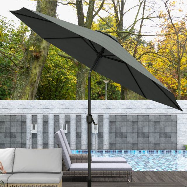 Large Garden Umbrella, Weatherproof Outdoor Sun Shade Parasol With Crank Handle & Push-button Tilt, 8-rib Steel Frame, Ventilated Canopy For Balcony P
