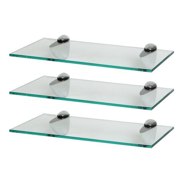 Harbour Housewares - Floating Glass Shelves with Silver Brackets