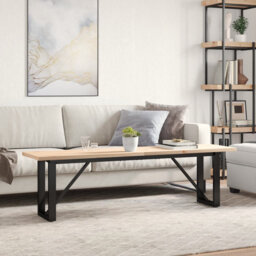 vidaXL Coffee Table O-Frame Solid Wood Pine and Steel