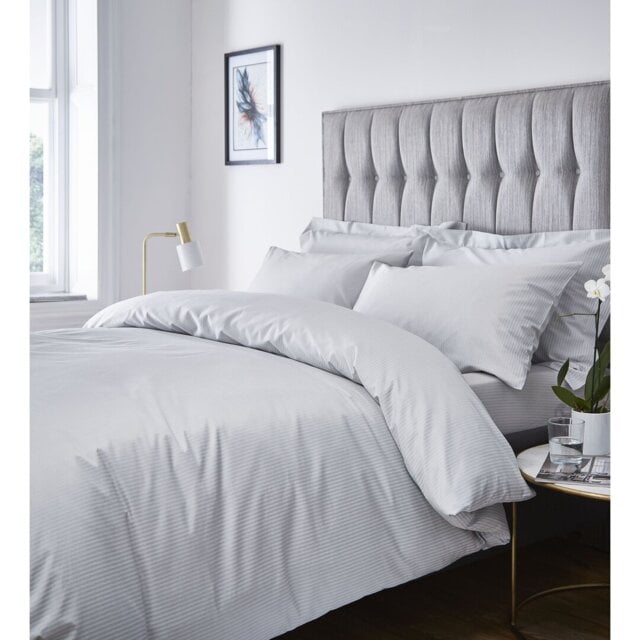 Satin Stripe 300 Thread Count Duvet Cover Set with Pillowcases
