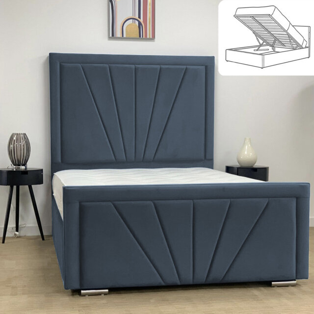 Micheal Upholstered Bed - Ottoman Storage with Plush Velvet Gas Lift and Headboard