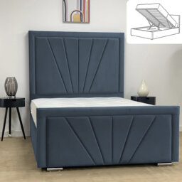 Micheal Upholstered Bed - Ottoman Storage with Plush Velvet Gas Lift and Headboard