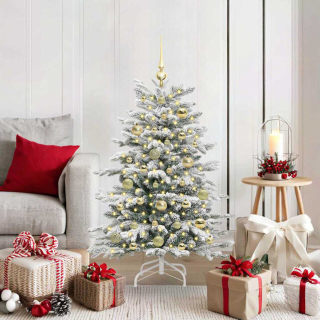 Artificial Hinged Christmas Tree White PE and PVC