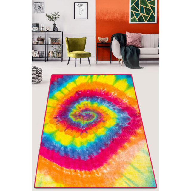 Kays Whirlpool Shaggy Pink/Yellow/Blue Rug