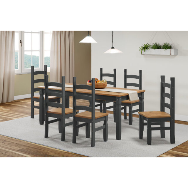 6 - Person Pine Solid Wood Dining Set