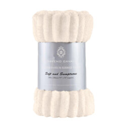 Ribbed Fleece Throw Blanket Soft Warm Cosy Lightweight Decorative Blanket for Sofa Couch Bed Living Room Bedroom Snuggle Comfort