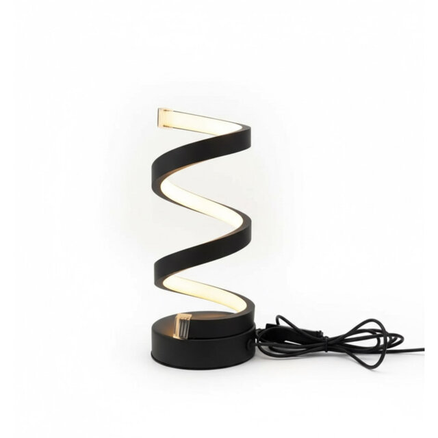 Spiral LED Table Lamp 3 Color Dimmable Bedside Lamp USB Powered LED Modern Table Light Black Spiral Stepless Dimmable Table Lamps