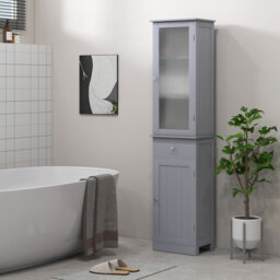Bathroom Storage Cabinet With 3-Tier Shelf Drawer Door, Grey