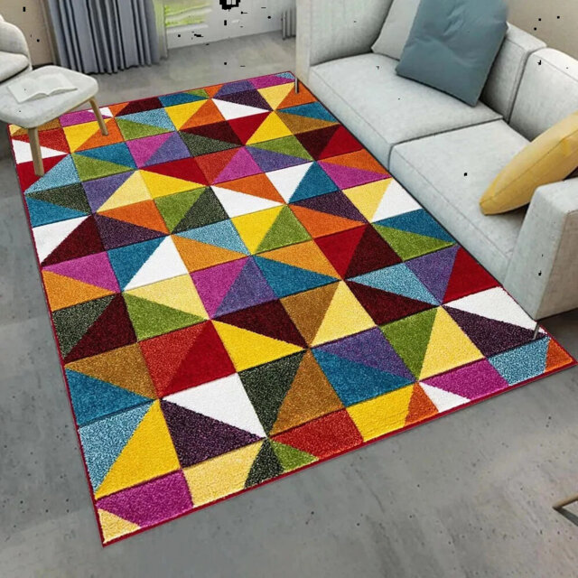 Modern Stylish Multi Colour Hand Carved Area Rugs Soft Living Room Bedroom Carpet Hallway Floor Mat