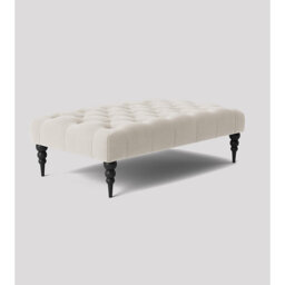 Alyana Rectangle Ottoman Bench with Wooden Legs- Naples Chesterfield Upholstered Footstool