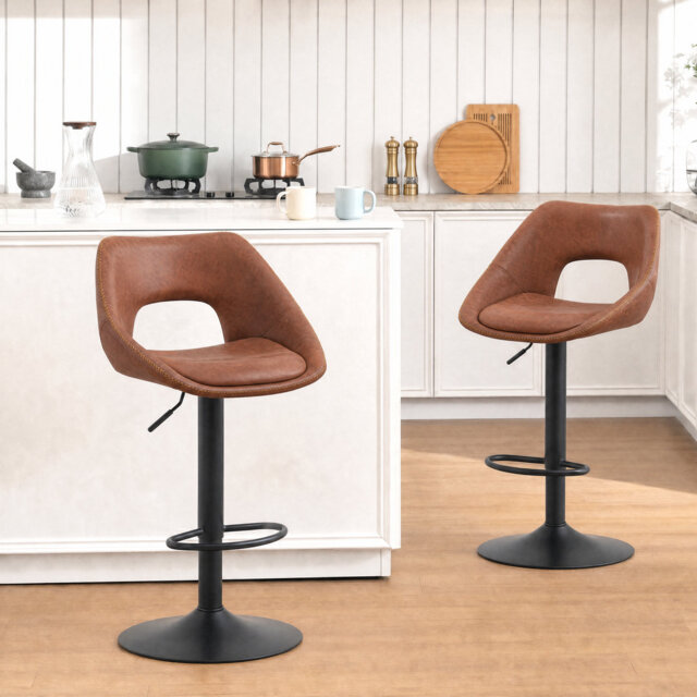 Swivel Upholstered Adjustable Height Counter Stool with Metal Frame