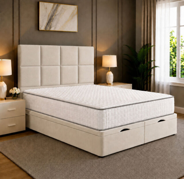 Noble Square Cubed Divan Storage Ottoman Bed Frame  with End Lift Storage