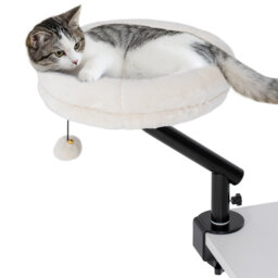 Cat Bed for Desk 360 Rotatable Adjustable Cat Desk Bed Cream White