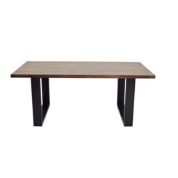 Oak Solid Wood Top Metal Base Dining Table