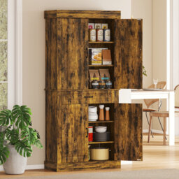 Tangerine Kitchen Cupboard with 4 Doors, Wide Drawer