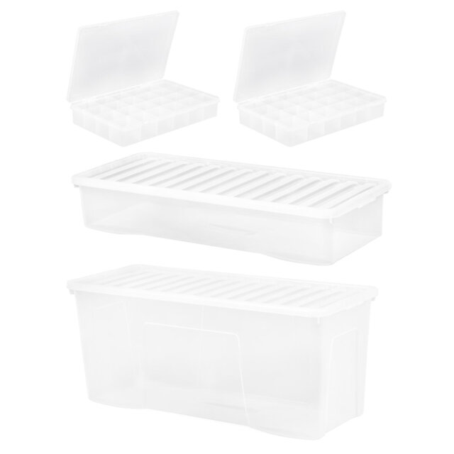 Wham Festive 4 Piece Tree, Decoration & 2 Bauble Storage Boxes Clear