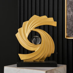 "11.2"" Gold Abstract Art Statue - Modern Minimalist Home Office Decor"