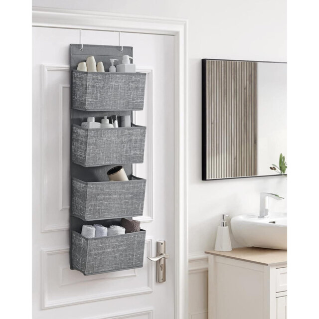 Over Door Storage Organiser, Wardrobe Storage Organiser, Behind Door Hanging Organiser, 4 Pockets, For Bedroom, Office, Pantry, Kitchen, 12 X 33.5 X 1