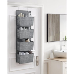 Over Door Storage Organiser, Wardrobe Storage Organiser, Behind Door Hanging Organiser, 4 Pockets, For Bedroom, Office, Pantry, Kitchen, 12 X 33.5 X 1