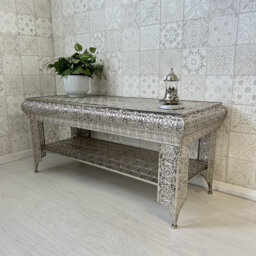 Silver Embossed Metal Coffee Table / Tv Stand