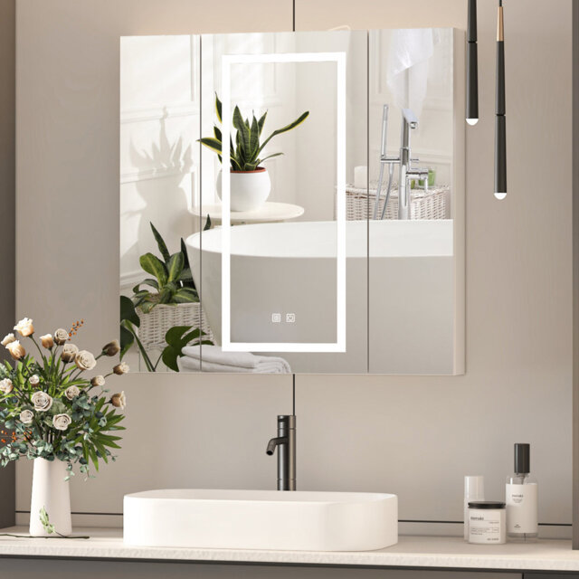 LED Lighted Bathroom Medicine Cabinet With Mirror, Defogger, Dimmer, Outlets & Usbs