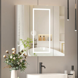 Ayyat 40 W x 60 H cm Corner Illuminated Mirror Cabinet 3 Shelf