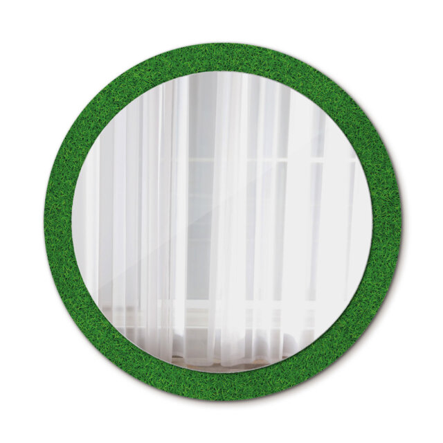 Huldar Round Glass Framed Wall Mounted Accent Mirror in Green