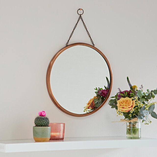Arasa Antique Copper Hanging Chain Wall Mirror