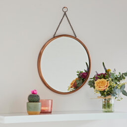Arasa Antique Copper Hanging Chain Wall Mirror