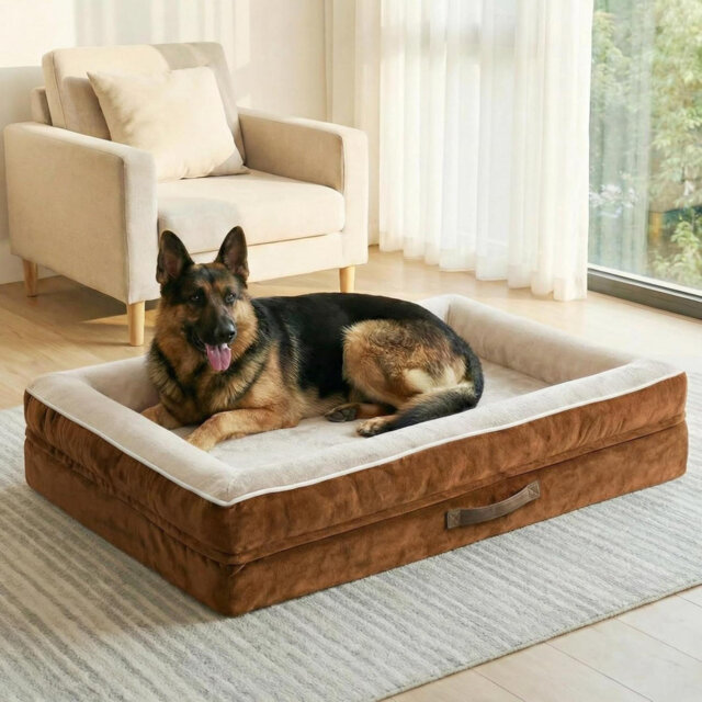 XXL Orthopedic Dog Bed, Waterproof Dog Sofa Bed With Removable Washable Cover, Soft Egg Foam Pet Bed, Non-Slip Bottom And Four-Sided Bolster Cushion(B