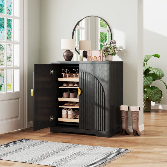 5-Tier Shoe Cabinet with Rotating Shoe Rack, Freestanding Shoe Storage Cabinet for 30-35 Pairs