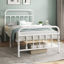 Metal Bed Frame with Vintage Headboard