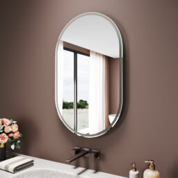 Oval Bathroom Mirror with Anti-Fog and Shaver Charging Socket