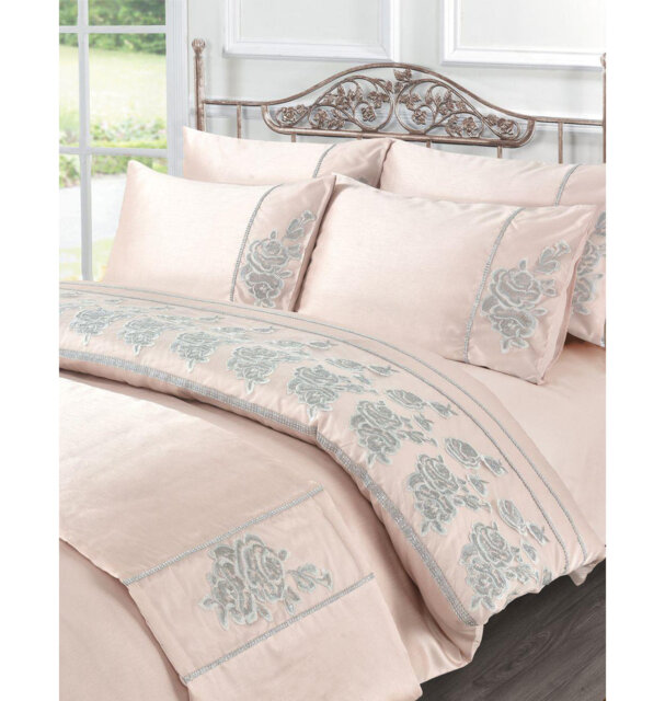 Amara Embroidered Duvet Cover Set With Pillowcases Bedding Set
