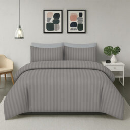 Haffa Microfiber Striped Duvet Cover Set with Pillowcases Included