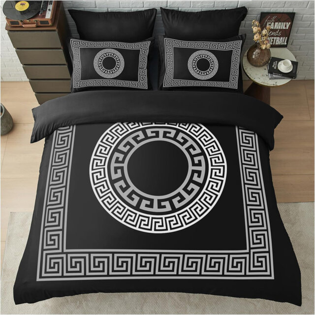 Polyester Geometric Duvet Cover Set with Pillowcases Included