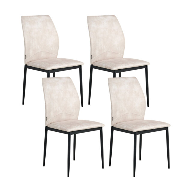 Set of 4 Dining Chairs ROCHEPORT Fabric Light Beige