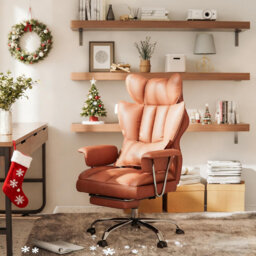 Ergonomic Adjustable Reclining Swiveling Office Chair - Faux Leather with Footrest for PC