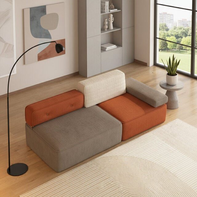 Modern Modular Sofa Set,Sofa Bed With Movable Armrests For Easy Mode Conversion, Spacious Seat (50.8Cm/20.4Inch), For Game Rooms And Family Rooms