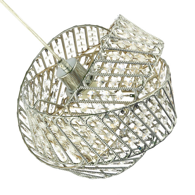 Designer Triple Ring Gold Pendant Light Shade With Small Clear Acrylic Beads By Fairmont Park