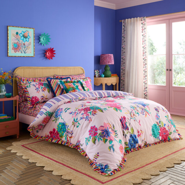 Flourish Floral 100% Cotton Reversible Duvet Cover Set
