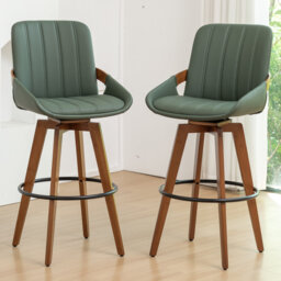 Modern Leather Upholstered Swivel Counter & Bar Stools