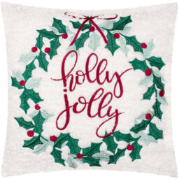 Holly Wreath Beige Square Throw