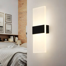 Cheyana Aluminium 12W LED Wall Light – Modern Acrylic Up/Down Wall Sconce in Matt Black, Brushed Gold & Brushed Silver, for Bedroom, Living Room & Cor