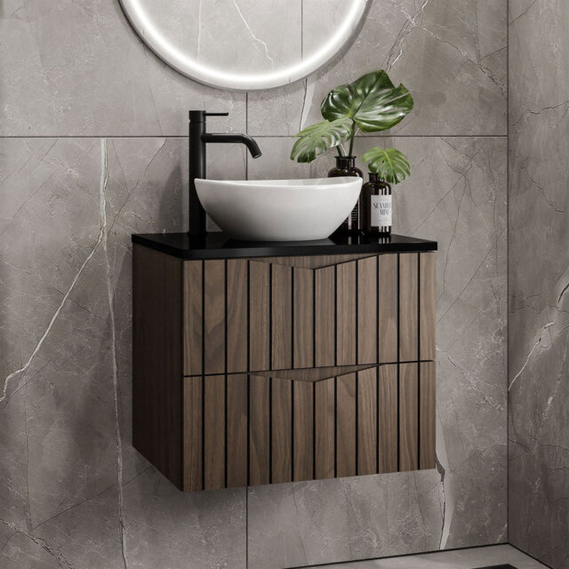 Sabrea Set HIKARI I 60 cm Bathroom Vanity Sink, Ceramic Basin and Faucet