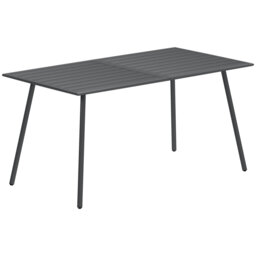 Dune Rustic Slat Top Rectangle Garden Table with Steel Frame and Water Drainage